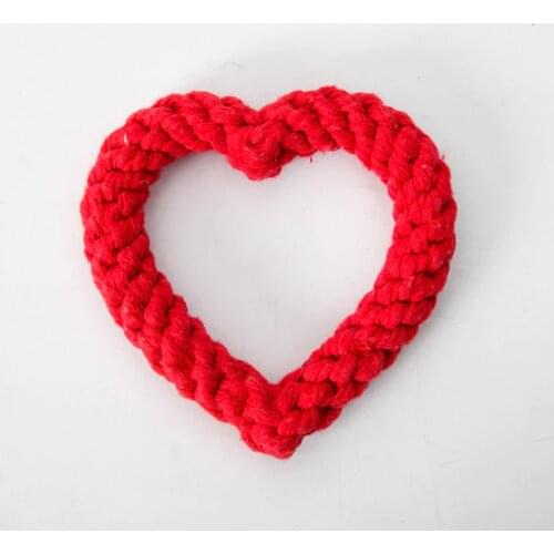 Pet Toys Environmentally Friendly Non-toxic Pet Dog Toy Hand-woven Love Style Chewy Cotton Rope Pet Supplies Chew Toys Qianyi