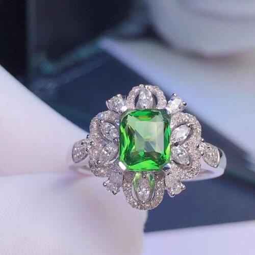 H608 Tsavorite Ring Fine Jewelry 18 K Gold Natural Unheat 1.77ct Tsavorite Gemstones Diamonds Female Wedding Rings