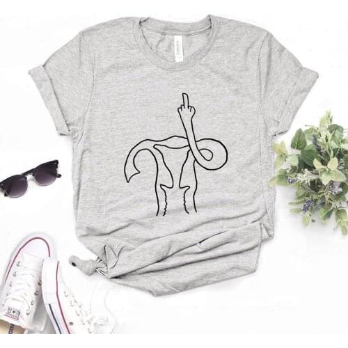 Uterus Middle Finger Feminist Print Women tshirt Cotton Casual Funny t shirt For Lady Girl Top Tee Hipster Drop Ship NA-506