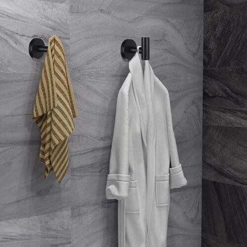 MLGB Bathroom Hook Wall Towel Hook 6 Pieces Black Coat Hook for Bathroom Kitchen Garage Home Hotel Office Cabinet