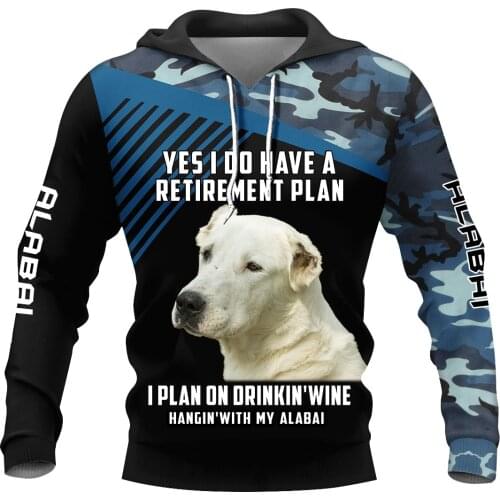 Alabar Dog Hoodie For Men 3D Printed Unisex Spring/Autumn Casual Pullover Loose Hooded Streetwear Dropshipping