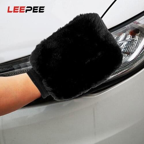 LEEPEE Soft Artificial Wool Washing Gloves High Water Absorption Car Cleaning Brush Cloth