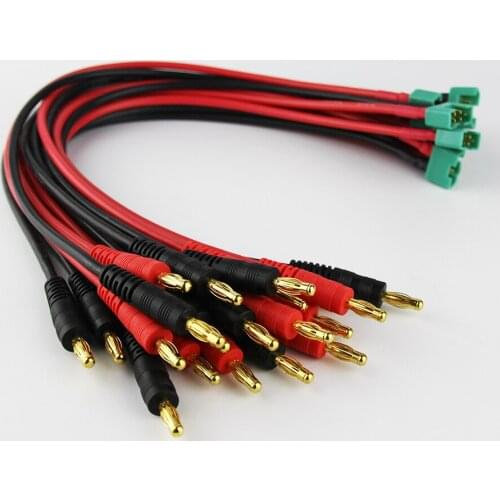 OliYin 10pcs 14AWG 30cm MPX Connector to 4.0mm Banana Plug Charge Cable for RC Helicopter Lipo Battery