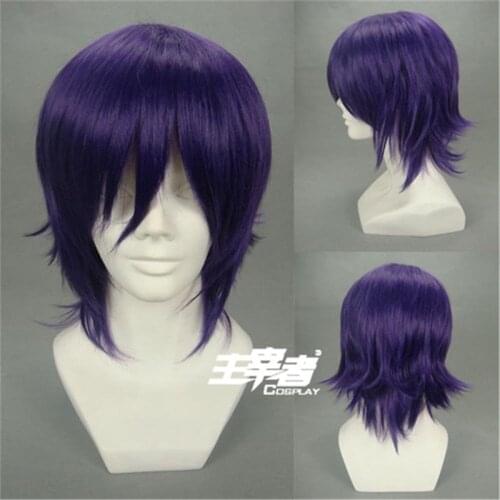Takasugi Shinsuke Noragami Yato Cosplay Wigs Purple Black Mixing Short High-temperature Fiber Synthetic Hair Wig
