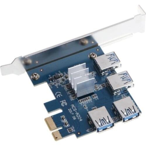Pcie Riser Card Riser Board Riser 1 to 4 USB3.0 Converter Multiplier Expansion Card Adapter for Mining