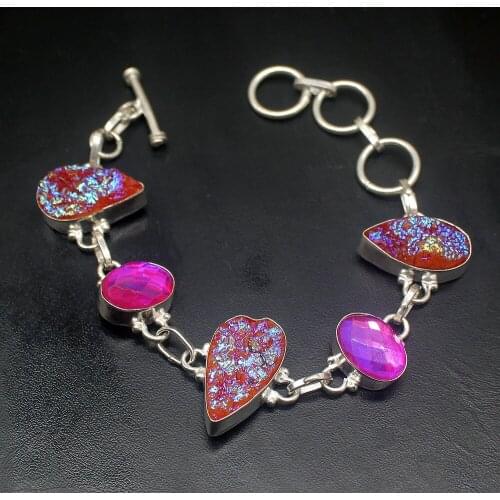 Origin Hot Sale Titanium MysticTopaz Silver Color Charms Links Bracelets For Women 7.75 Inch HD749