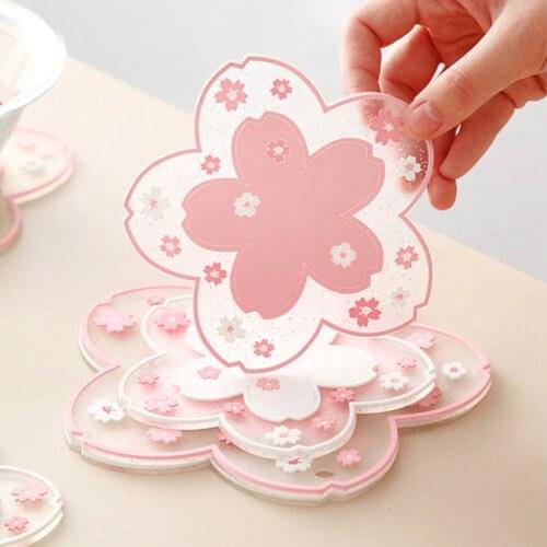 Japan Style Cherry Blossom Heat Insulation Table Mat Family Office Anti-skid Tea Cup Milk Mug Coffee Cup Coaster