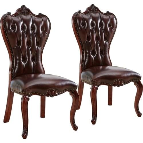 Solid wood dining chairs, American chairs, stools, adult carved retro chairs, writing chairs, European chairs