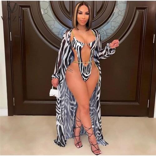 VAZN 2021 Striped Summer Bandage V-Neck Full Sleeve Elegant Street Clothing Suits 3 Piece Set Women Top And Pant