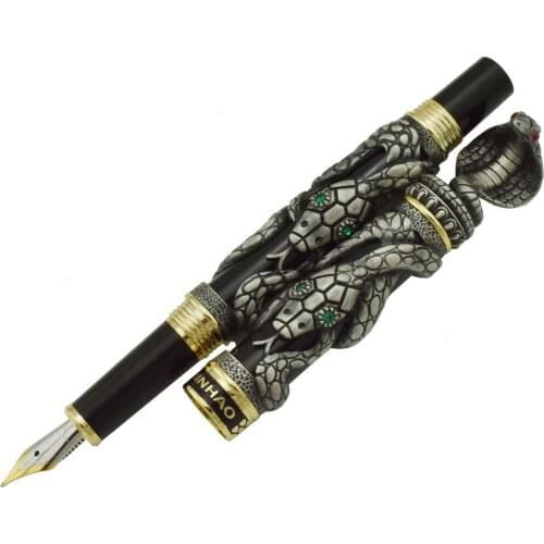 Jinhao Snake Vintage Fountain Pen Gray Cobra 3D Pattern Texture Relief Sculpture Technology Noble Collection Gift Pen
