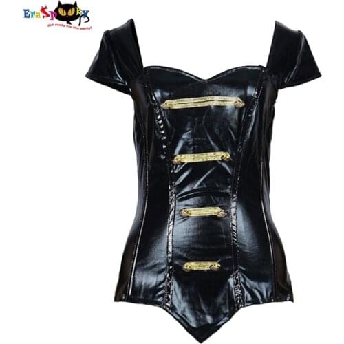 Eraspooky Vintage Black Leather Corsets Women Sexy Medieval Corselet Gothic Royal Bustiers Costume Carnival Stage Play Cosplay