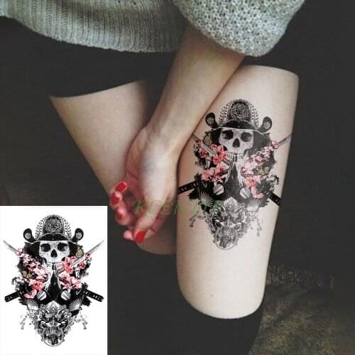Waterproof Temporary Tattoo Sticker skull head dagger fake tatto flash tatoo tatouage Stickers leg arm back for girl women men