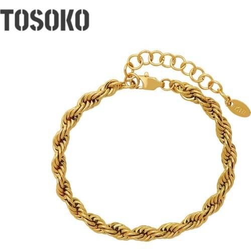 TOSOKO Stainless Steel Jewelry Special Shaped Twist Bracelet Womens Fashion Bracelet BSE229