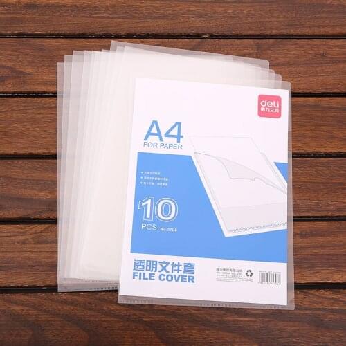 1pcs Deli 5706 single clip monolithic single page L file folder office report 10 bags