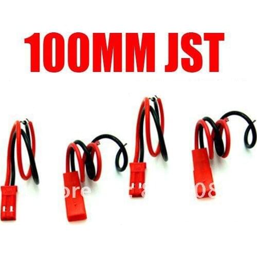 100pairs 100mm 10CM JST Connector Plug Wire Wiring CABLE for RC Plane BEC Lipo Battery JR FUTABA TREX 450 RC HELICOPTER PLUG
