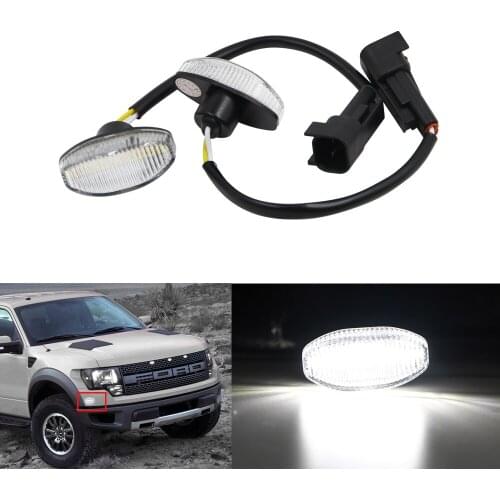 2pcs Front Bumper White LED Side Marker Light Lamp For Ford F150 SVT Raptor 2010-2014