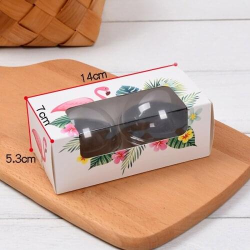 25sets Paper Gift Box With Window Wedding Party Egg-Yolk Puff Container Food Packaging Boxes Valentines Day Gift
