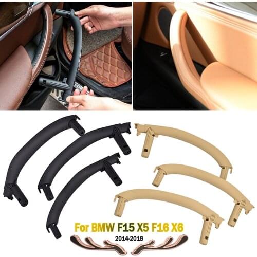 3PCS/set Black Beige ABS Inner Interior Door Pull Handle Trim Cover For BMW X5 X6 F15 F16 2014 2015 2016 2017 2018 LHD RHD