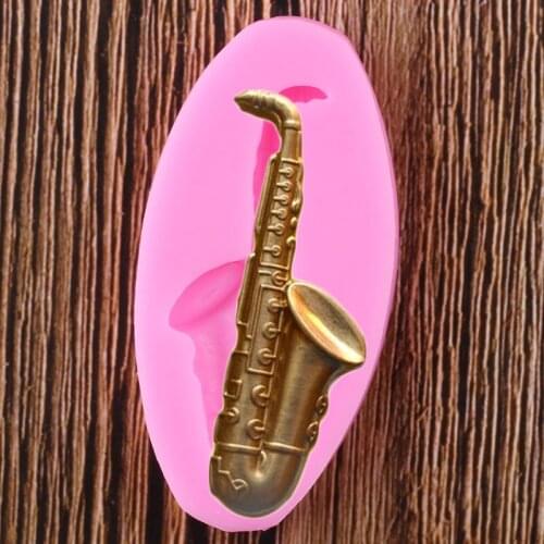 3D Saxophone Silicone Molds Baby Party Cupcake Topper Fondant Cake Decorating Tools Candy Polymer Clay Chocolate Gumpaste Moulds