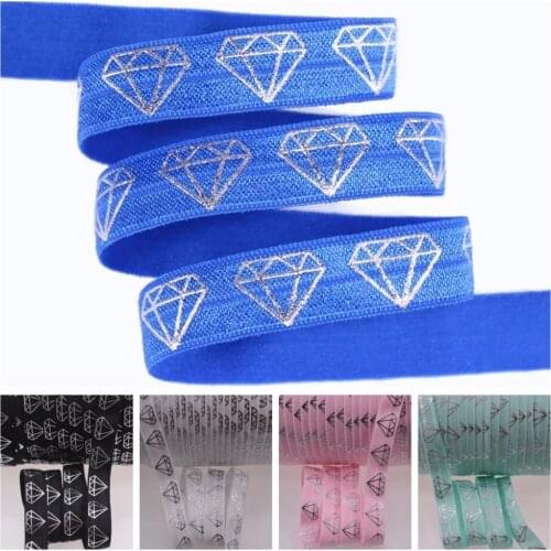 4 Colors 5/8" silver foil diamond jewelry FOE fold over elastic welcome custom printed