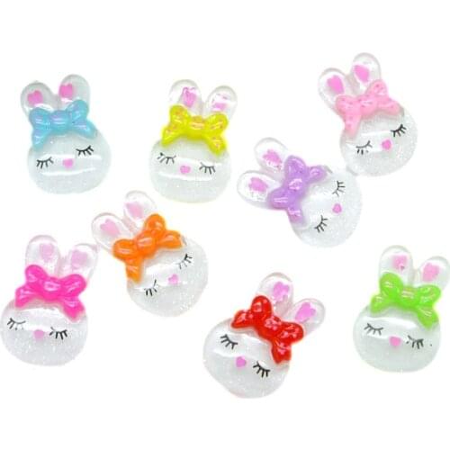 50Pcs Mixed Resin Rabbit Decoration Crafts Flatback Cabochon Scrapbooking Embellishments Beads Diy Accessories