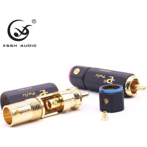 8pcs YIVO Hi-end HiFi Non-welding Rhodium Gold plated Brass 62% copper 9mm Male RCA Audio Plug Connector Jack for 4 ~9mm cable