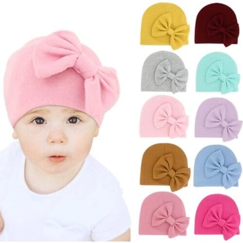 Baby Stuff Accessories Baby Girl Hat Infant Beanie Solid Big Bowknot Cap For Girls Kid Bow Hats Bow