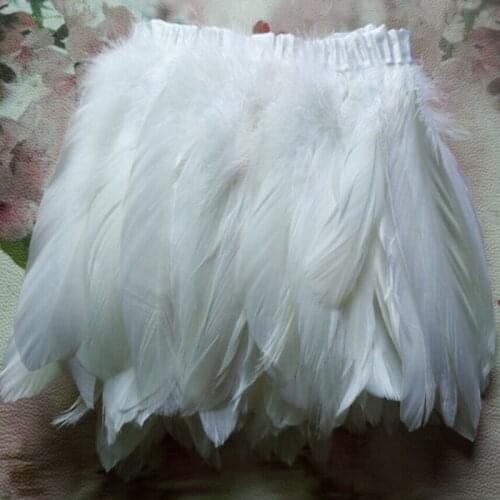 White goose feathers trim 2 yards / lot stained goose feathers ribbon 15~18 cm duck feather dance DIY decoration