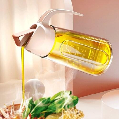 Large Olive Oil Dispenser Bottle Auto Flip Condiment Container Automatic Cover Opening Cap and Leakproof Vinegar Glass Cruet