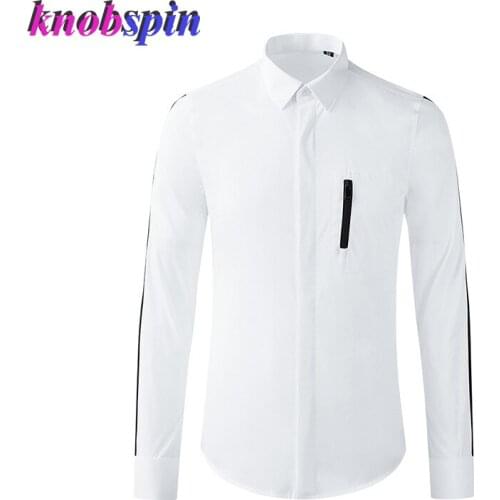 Brand Shirt Men 2021 New Fashion Patchwork Long Sleeve Slim Camisas masculina 100% Cotton Business Male Dress Shirt Plus Size