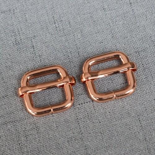 1 Piece 15mm Rose Gold Clad Metal Slider Three Sliding Lines Form Roller Pin Buckle With Slider Adjustment Buckle 15LXK-m