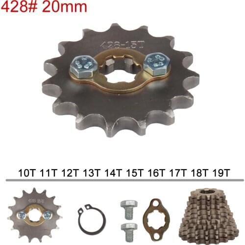 428 Chain 20mm 10 11 12 13 14 15 16 17 18 19 Teeth Front Engine Sprockets For 50 110 125 160cc Dirt Pit Bike ATV Quad Motorbike