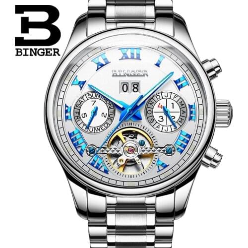 Skeleton Automatic Watches Men mechanical Watch Casual Watches mens top brand luxury Military Waterproof Clock 2019 BINGER