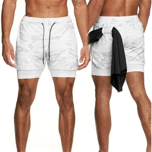 Double layer Jogger Shorts Mens 2 in 1 Short Pants Gyms Fitness Built-in pocket Quick Dry Beach Shorts Male Sweatpants M-3XL