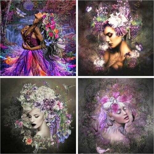 EverShine DIY Diamond Mosaic Girl Cross Stitch 5D Full Square Diamond Painting Woman Picture Rhinestones Bead Embroidery Gift