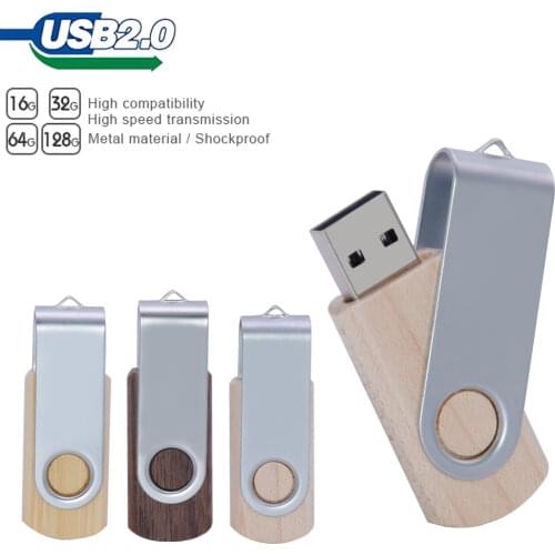 Usb flash drive usb 2.0 pendrive pen drive memory stick cle 64gb 32 gb 16gb 8gb natural wood gift (free custom logo over 10pcs)