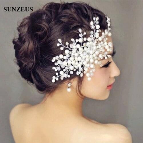Handmade Headdress with Pearl Wedding Headpiece Bride Pearl Hair Comb Evening Dinner Party Accessories for Women S797