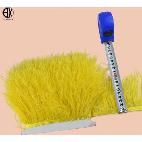 Quality 5 meters 10 meters 8-10cm orange ostrich feather trimming ribbon DIY needlework Fringe decoration feathers for crafts