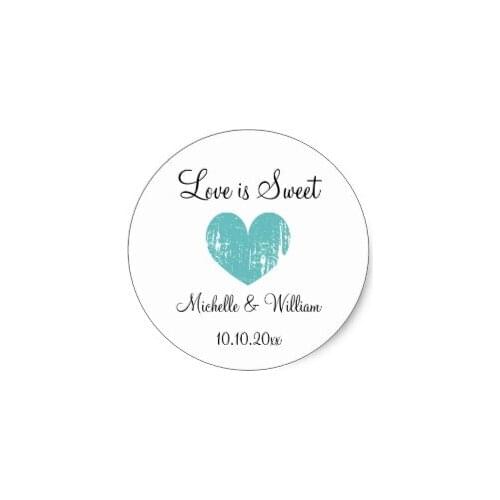 3.8cm Love is sweet heart custom DIY wedding party favor Classic Round Sticker
