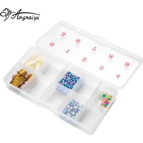 ANGNYA 10Slot False Nail Tips Storage Box Nail Display Transparent Compartments Plastic Casenail Polish Jewelry Beads Organizer