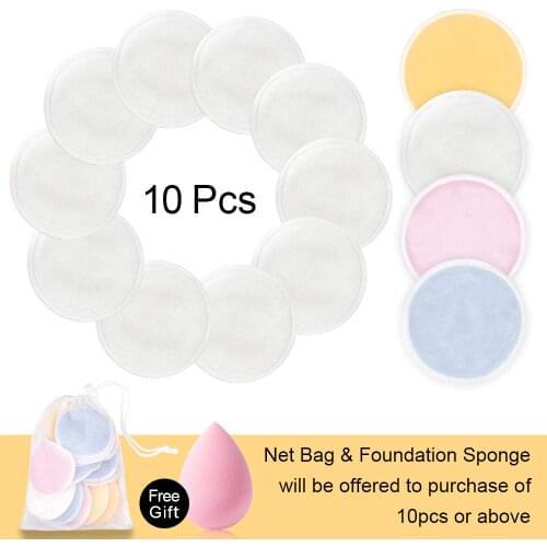 4/8/10pcs Washable Cotton Pads Microfiber Makeup Remover Reusable Face Wipes Cleansing Make-Up Face & Skin Care With Laundry Bag