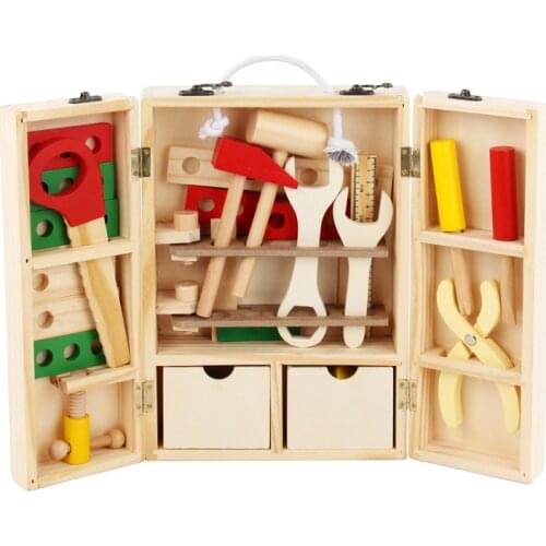 New Arrival Wooden Childrens Toolbox Disassembly Screw Nut Combination Educational Toy Repair Tool Simulation Play House