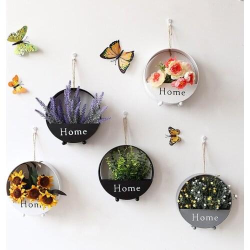 Wall-Mounted Flower Basket Iron Round Pot Flower Stand Living Room Hanging Pendant Home Balcony Garden Decoration