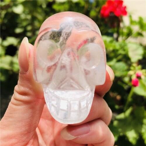 Natural hand-carved clear quartz skull healing of crystal skull