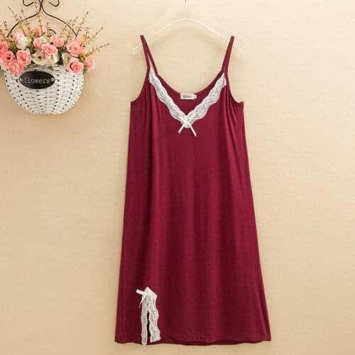 2XL-4XL New 95 KG Wear Nightgowns Women Modal Sexy Sling Short Dress Lace Sweet Summer Nightdress Loose Female Nightshirt