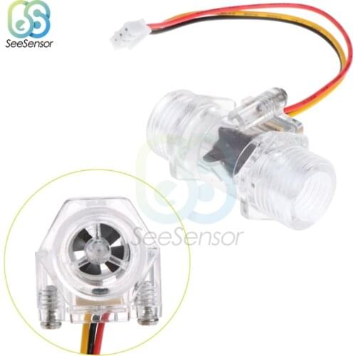 DC 5-15V Water Flow Sensor Switch G1/2" Hall Effect Meter Fluid Flow Meter Water Control Switch Transparent Enclosure