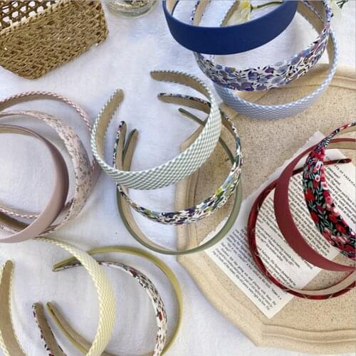 Fashion Hair Accessories Women Retro Floral Checked Headband Wild Girl Wide-brimmed Hairband Washing Headband Hair Band Headwear