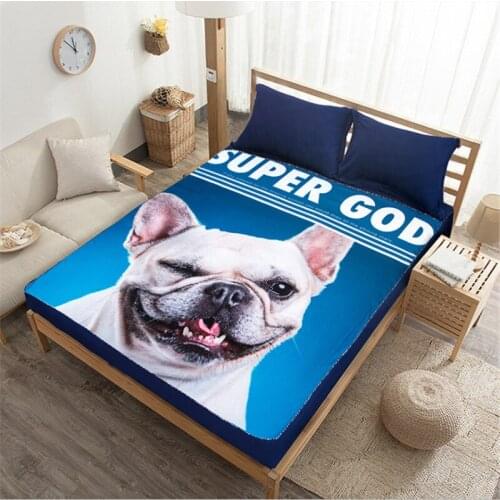 3D Digital printing Bed Sheet for Kids Bed Cute Dog Childrens Sheet Elastic Mattress Protector Cover for Single Bed Fitted Sheet