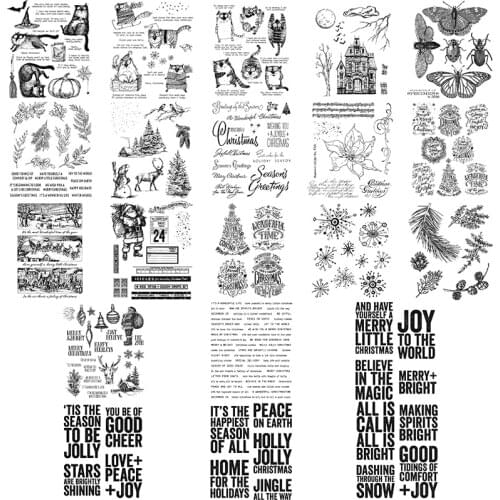 Clear Transparent Stamps Cute Cats Reindeer Snowman Santa Claus Holly Bells Ornament Wishes Scripture DIY Cards 2021 New