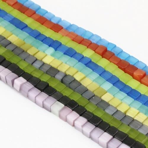 Multicolor 6mm Cube Shape Opal Cat Eyes Bead Jewelry Making Crystal Jades Loose Beads Wholesale Diy Accessories 15inch B3402